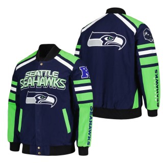 Seattle Seahawks G-III Sports by Carl Banks College Navy Power Forward Racing Full-Snap Jacket
