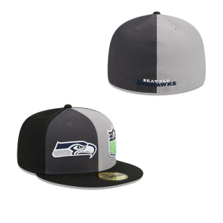 Seattle Seahawks Gray Black 2023 Sideline 59FIFTY Fitted Hat