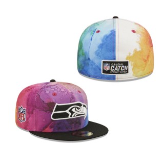 Men's Seattle Seahawks Pink Black 2022 NFL Crucial Catch 59FIFTY Fitted Hat