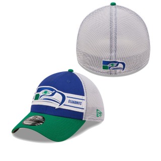 Men's Seattle Seahawks Royal Green Team Banded 39THIRTY Flex Hat