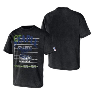 Men's Seattle Seahawks NFL x Staple Black Throwback Vintage Wash T-Shirt