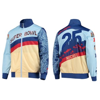 Sony Michel Rams Blue Cream Super Bowl LVI Jacket
