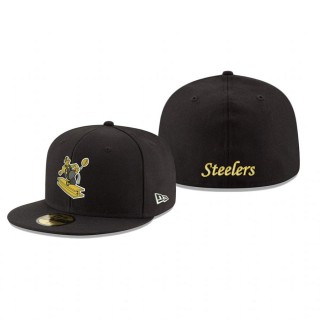 Pittsburgh Steelers Black Omaha Throwback 59FIFTY Fitted Hat