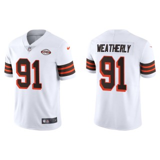 Men's Cleveland Browns Stephen Weatherly White 1946 Collection Limited Jersey