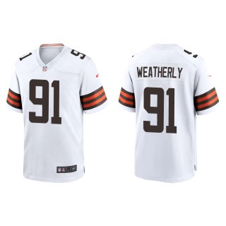 Men's Cleveland Browns Stephen Weatherly White Game Jersey