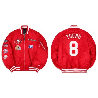 Steve Young Alpha Industries X San Francisco 49ers MA-1 Bomber Red Jacket