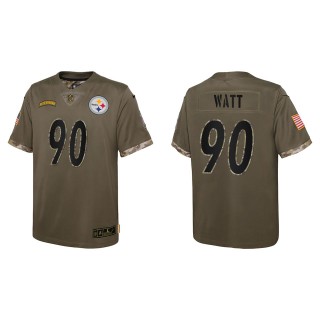 T.J. Watt Youth Pittsburgh Steelers Olive 2022 Salute To Service Limited Jersey
