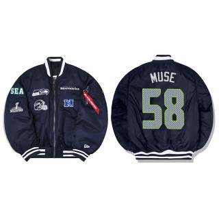 Tanner Muse Alpha Industries X Seattle Seahawks MA-1 Bomber Navy Jacket