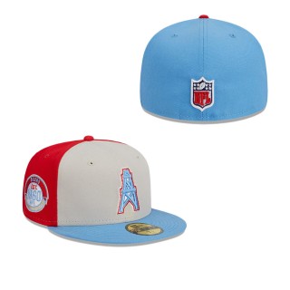Titans Cream Light Blue 2023 Sideline Oilers Throwback 59FIFTY Fitted Hat