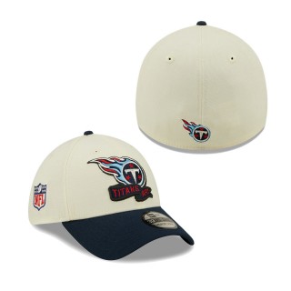 Men's Tennessee Titans Cream Navy 2022 Sideline 39THIRTY 2-Tone Flex Hat