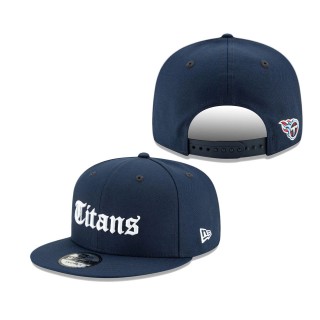 Men's Tennessee Titans Navy Gothic Script 9FIFTY Adjustable Snapback Hat