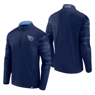 Men's Tennessee Titans Navy Ringer Quarter-Zip Jacket