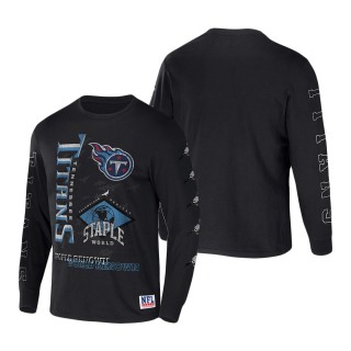 Men's Tennessee Titans NFL x Staple Black World Renowned Long Sleeve T-Shirt