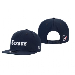 Houston Texans Navy Gothic Script 9FIFTY Adjustable Snapback Hat