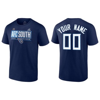 Men's Titans Custom Navy 2021 AFC South Division Champions Blocked Favorite T-Shirt