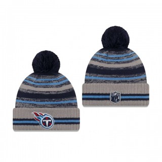 Tennessee Titans Gray 2021 NFL Sideline Sport Pom Cuffed Knit Hat