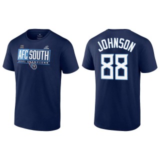 Men's Titans Marcus Johnson Navy 2021 AFC South Division Champions Blocked Favorite T-Shirt