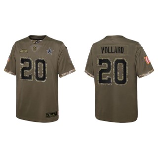 Tony Pollard Youth Dallas Cowboys Olive 2022 Salute To Service Limited Jersey