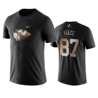 Travis Kelce Kansas City Chiefs Black Golden 100th Season Name & Number T-Shirt