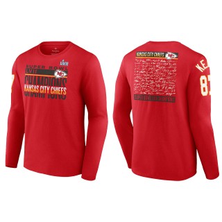 Travis Kelce Kansas City Chiefs Red Super Bowl LVII Champions Signature Roster Long Sleeve T-Shirt