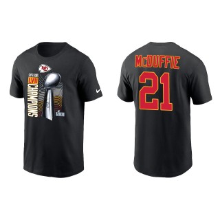 Trent McDuffie Kansas City Chiefs Black Super Bowl LVII Champions Lombardi Trophy T-Shirt