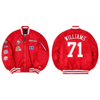 Trent Williams Alpha Industries X San Francisco 49ers MA-1 Bomber Red Jacket