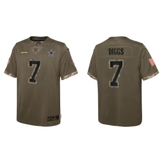 Trevon Diggs Youth Dallas Cowboys Olive 2022 Salute To Service Limited Jersey