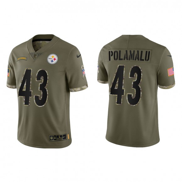 Troy Polamalu Pittsburgh Steelers Olive 2022 Salute To Service Limited Jersey