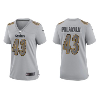 Troy Polamalu Women's Pittsburgh Steelers Gray Atmosphere Fashion Game Jersey