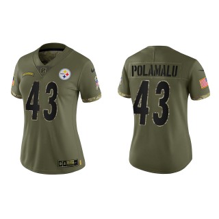 Troy Polamalu Women's Pittsburgh Steelers Olive 2022 Salute To Service Limited Jersey