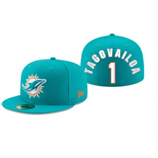 Miami Dolphins Tua Tagovailoa Aqua Omaha 59FIFTY Fitted Hat