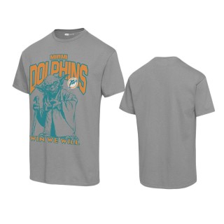 Unisex Miami Dolphins Graphite Disney Star Wars Yoda Win We Will T-Shirt