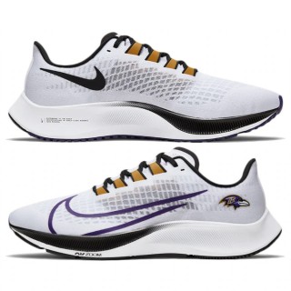 Unisex Nike Zoom Pegasus 37 Baltimore Ravens White Running Shoes