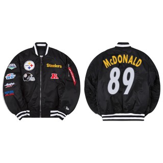 Vance McDonald Alpha Industries X Pittsburgh Steelers MA-1 Bomber Black Jacket