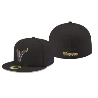 Minnesota Vikings Black Omaha Alternate Logo 59FIFTY Fitted Hat
