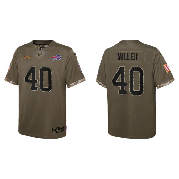 Von Miller Youth Buffalo Bills Olive 2022 Salute To Service Limited Jersey