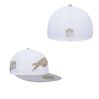 White Gray Buffalo Bills 50th Anniversary Gold Undervisor 59FIFTY Fitted Hat