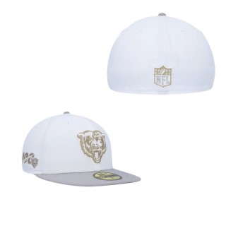 White Gray Chicago Bears 100th Anniversary Gold Undervisor 59FIFTY Fitted Hat