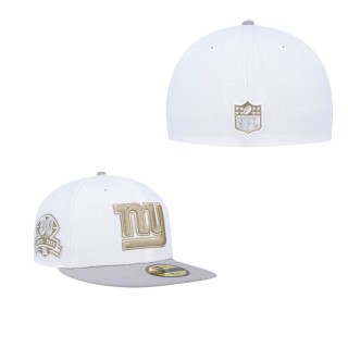 White Gray New York Giants 90th Anniversary Gold Undervisor 59FIFTY Fitted Hat