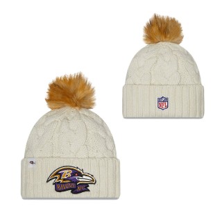 Women's Baltimore Ravens Cream 2022 Sideline Cuffed Knit Hat