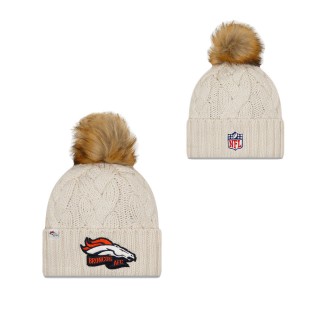 Women's Denver Broncos Cream 2022 Sideline Cuffed Knit Hat