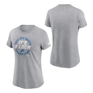 Women's Detroit Lions Gray 2023 NFC North Division Champions Locker Room Trophy Collection T-Shirt