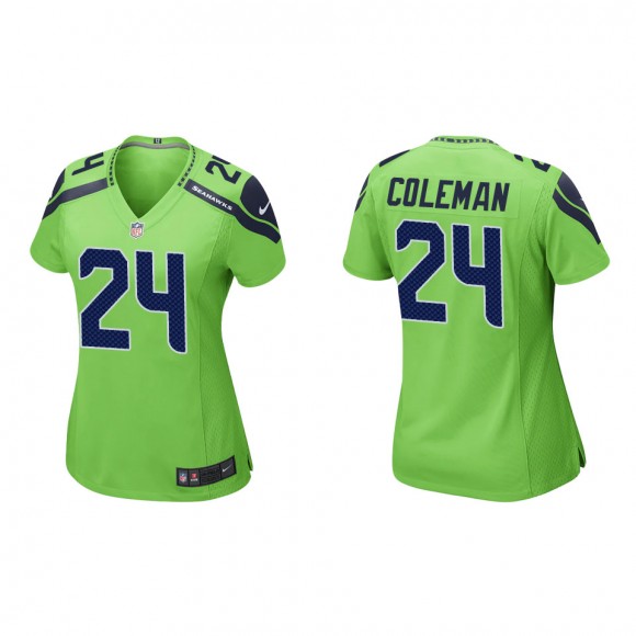 Women's Seattle Seahawks Justin Coleman Neon Green Game Jersey