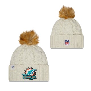 Women's Miami Dolphins Cream 2022 Sideline Cuffed Knit Hat