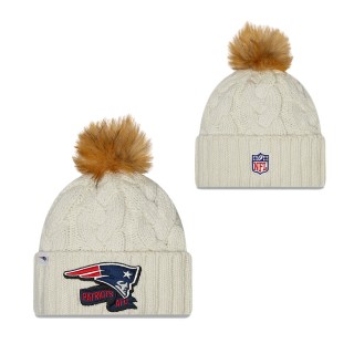 Women's New England Patriots Cream 2022 Sideline Cuffed Knit Hat