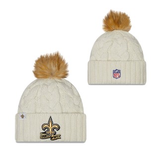 Women's New Orleans Saints Cream 2022 Sideline Cuffed Knit Hat