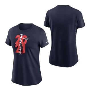 Women Navy New England Patriots 2021 NFL Playoffs Bound T-Shirt