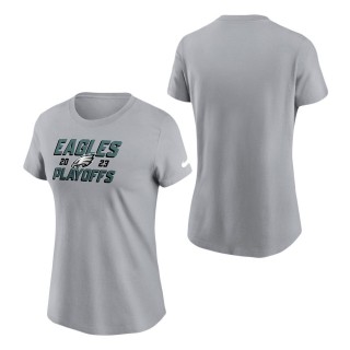 Women's Philadelphia Eagles Gray 2023 NFL Playoffs Iconic T-Shirt