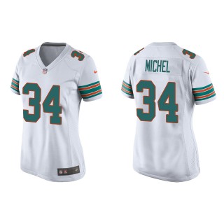 Women's Miami Dolphins Sony Michel White Throwback Game Jersey