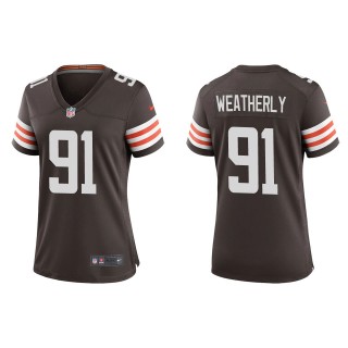 Women's Cleveland Browns Stephen Weatherly Brown Game Jersey